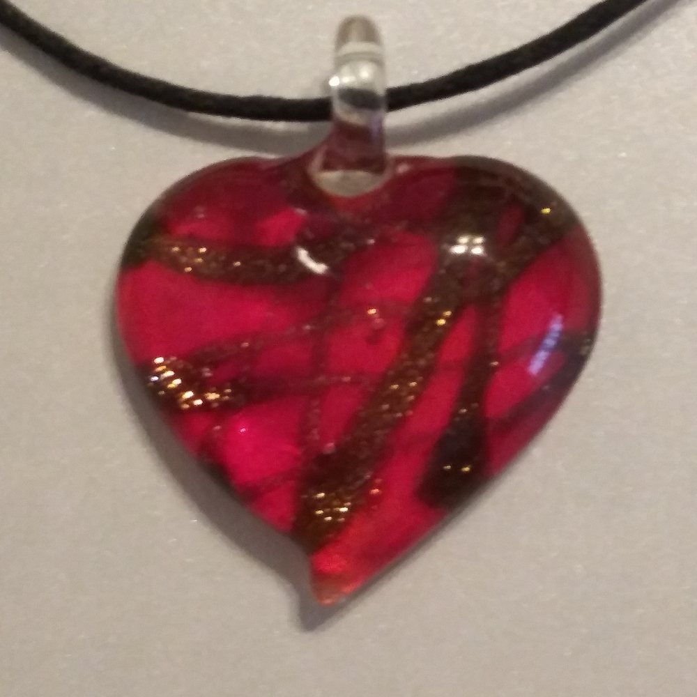 Red Glass Heart Necklace